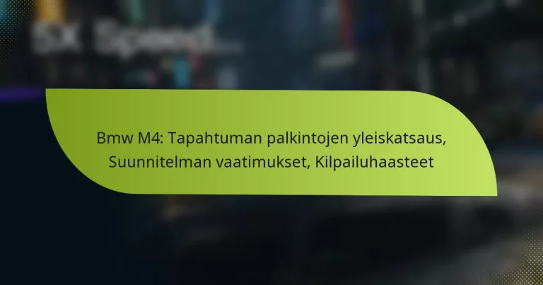 Bmw M4: Tapahtuman palkintojen yleiskatsaus, Suunnitelman vaatimukset, Kilpailuhaasteet