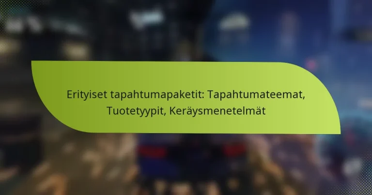 Erityiset tapahtumapaketit: Tapahtumateemat, Tuotetyypit, Keräysmenetelmät