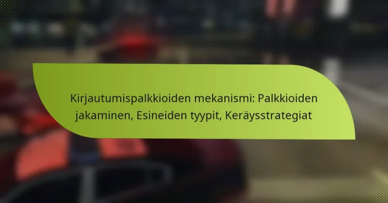 Kirjautumispalkkioiden mekanismi: Palkkioiden jakaminen, Esineiden tyypit, Keräysstrategiat