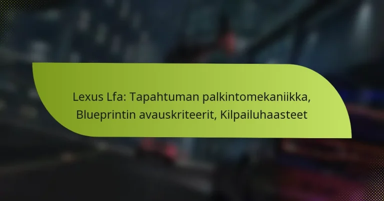 Lexus Lfa: Tapahtuman palkintomekaniikka, Blueprintin avauskriteerit, Kilpailuhaasteet