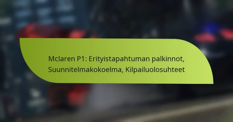 Mclaren P1: Erityistapahtuman palkinnot, Suunnitelmakokoelma, Kilpailuolosuhteet