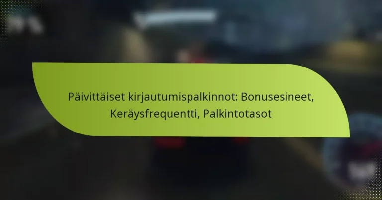 Päivittäiset kirjautumispalkinnot: Bonusesineet, Keräysfrequentti, Palkintotasot
