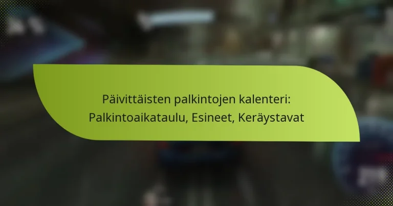 Päivittäisten palkintojen kalenteri: Palkintoaikataulu, Esineet, Keräystavat