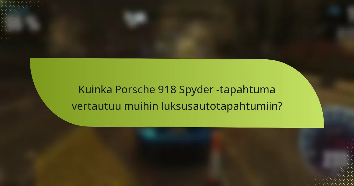 Kuinka Porsche 918 Spyder -tapahtuma vertautuu muihin luksusautotapahtumiin?